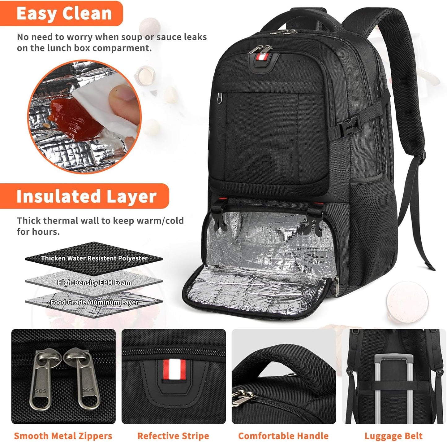 Large Spacious Commuter Backpack with USB Charger Port