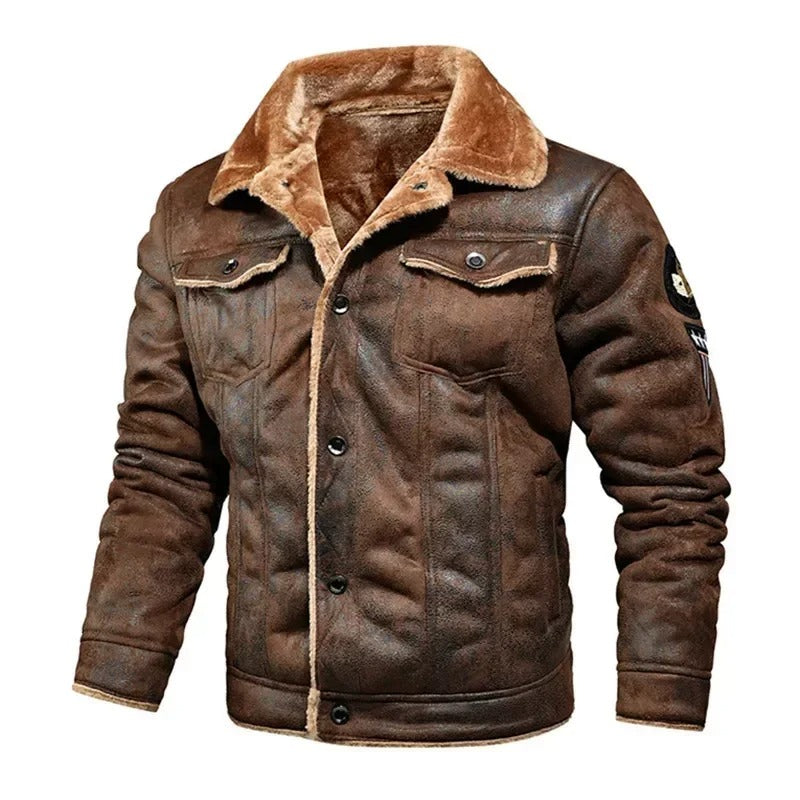 Premium Large Leather Coat with Soft Lining