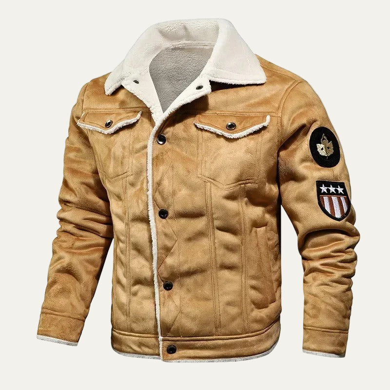 Men's Faux Suede Insulated Denim Jacket - OutfitLondon