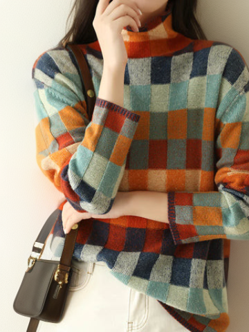 Classic Plaid Ladies Sweater Eveline