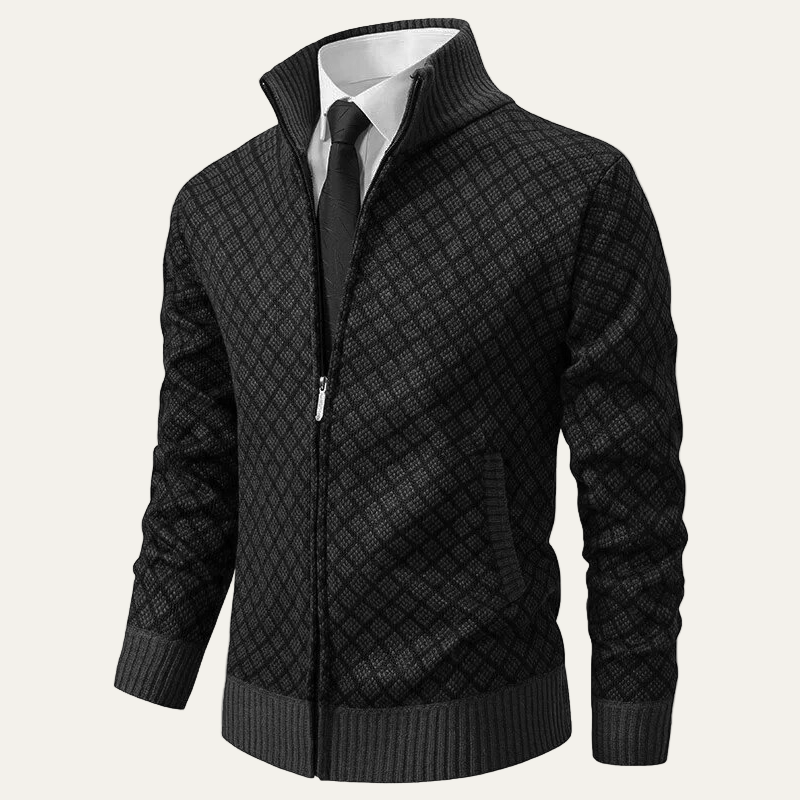 Men's Thick Zipper Patterned Sweater