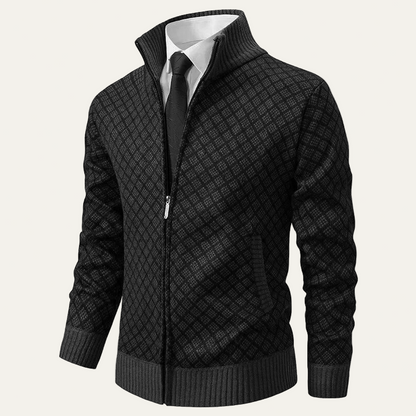 Men's Thick Zipper Patterned Sweater
