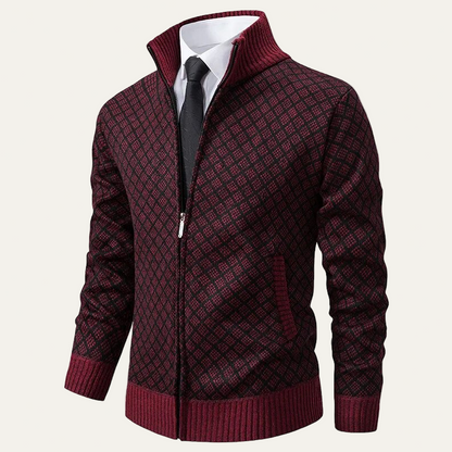 Men's Thick Zipper Patterned Sweater