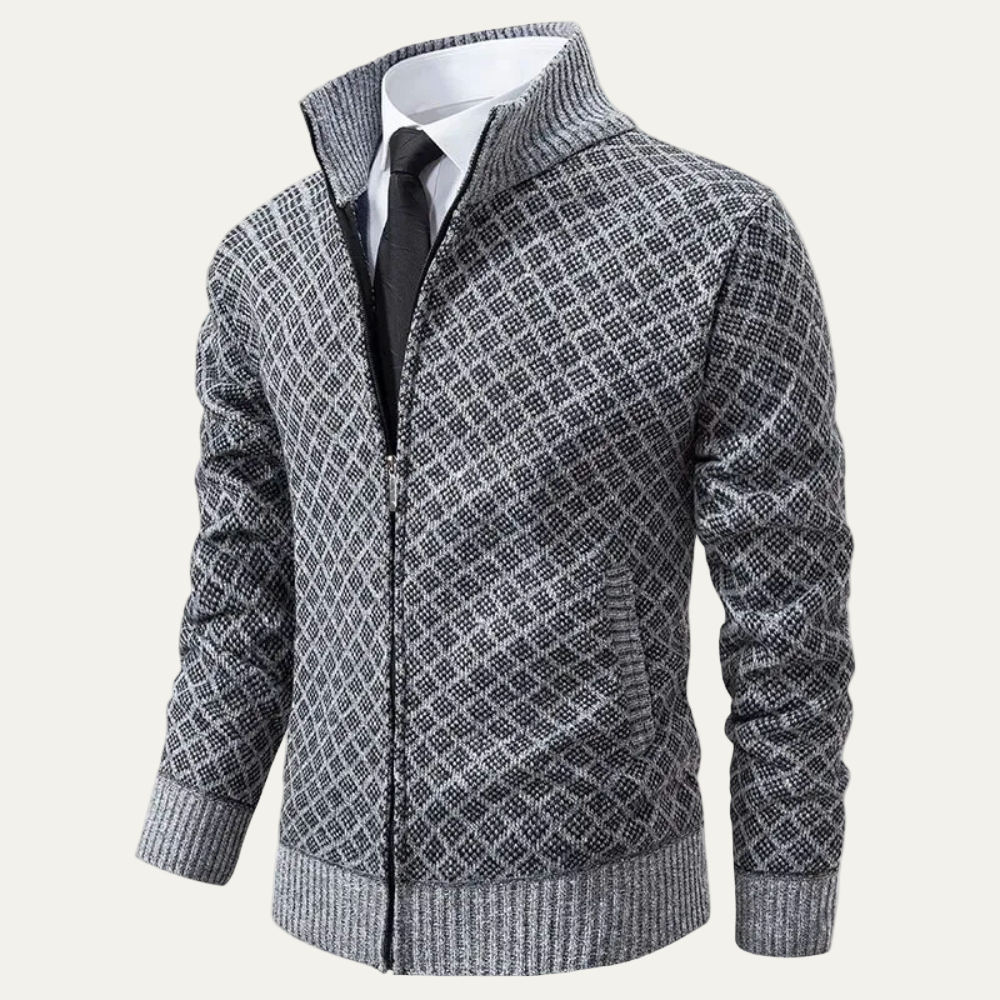 Men's Thick Zipper Patterned Sweater - OutfitLondon