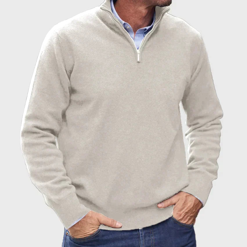 Luxury Men's Zip Cashmere Sweater