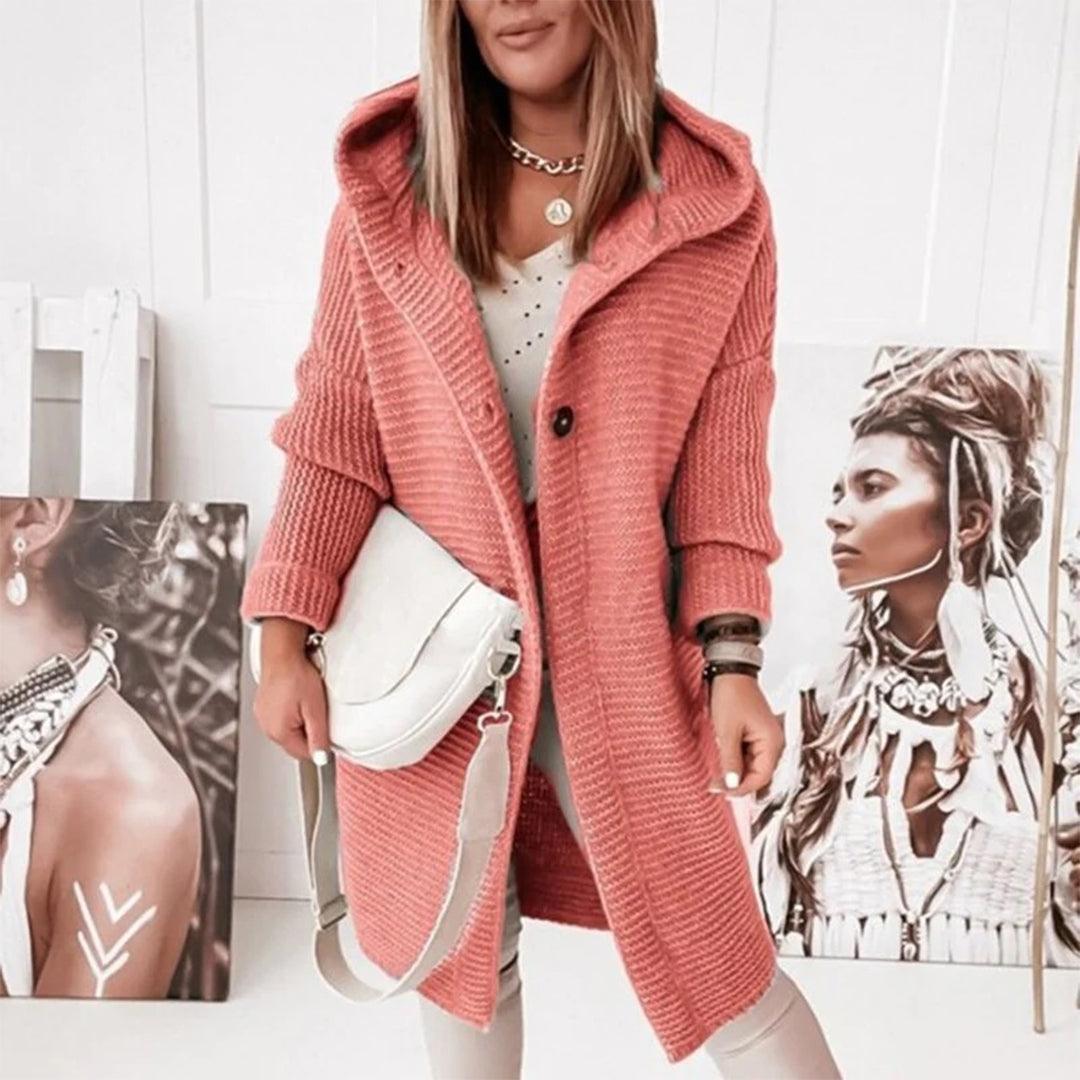 Cozy Ladies Cable Knit Hoodie Sweater - OutfitLondon