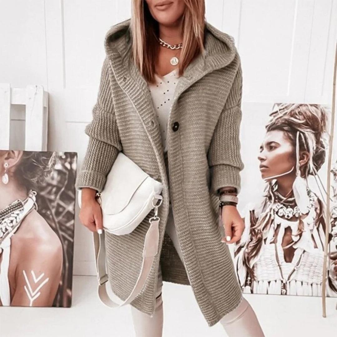 Cozy Ladies Cable Knit Hoodie Sweater