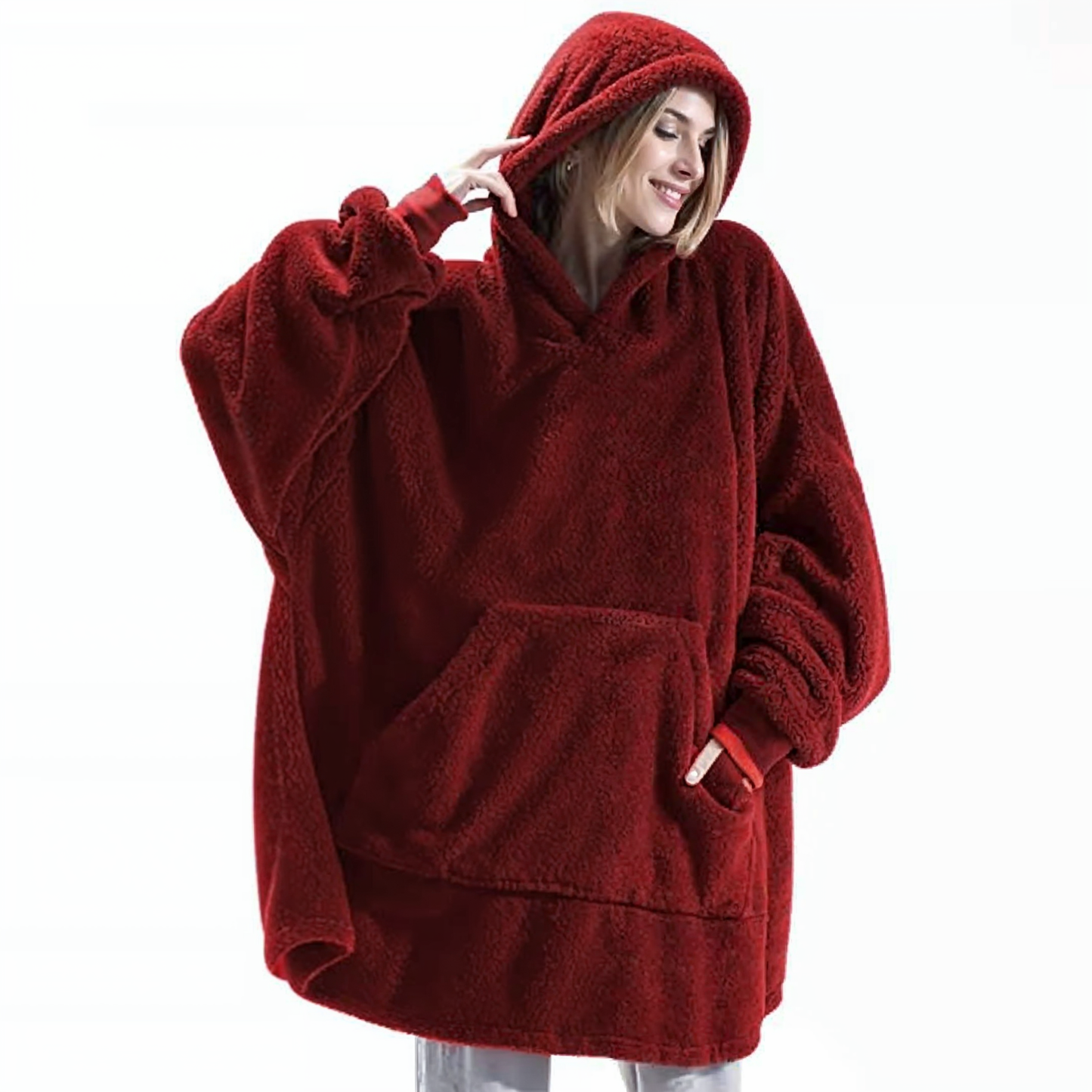 Soft Plush Oversized Fleece Hooded Jacket