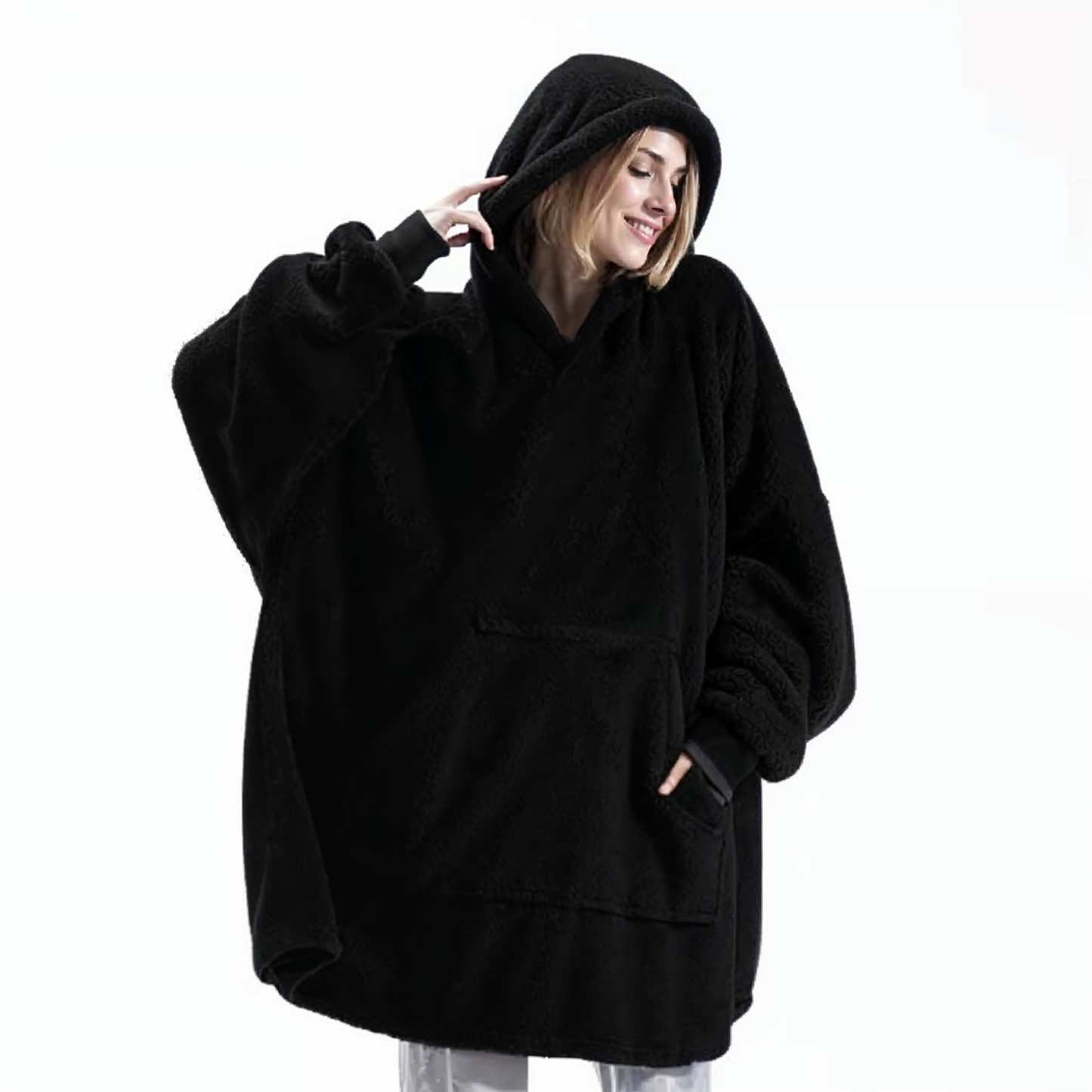 Soft Plush Oversized Fleece Hooded Jacket