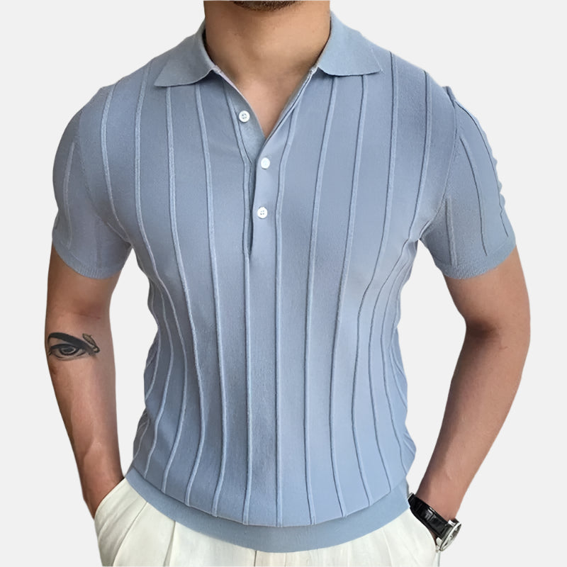 Classic Patterned Knit Polo Shirt