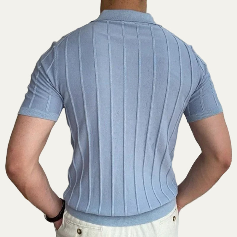 Classic Patterned Knit Polo Shirt