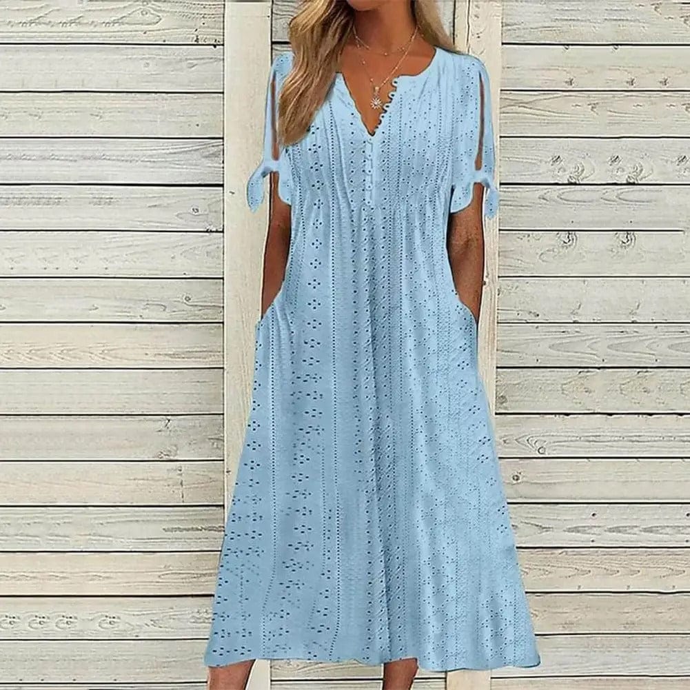 Relaxed Fit Ladies Summer Dress with Short Sleeves - OutfitLondon