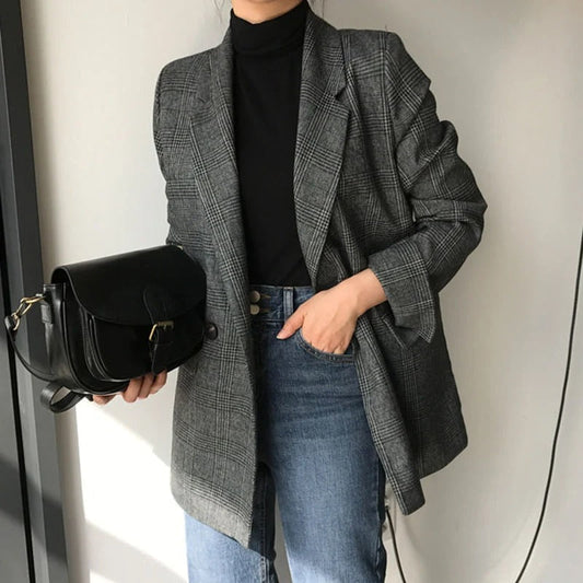 Classic Checked Coat for Ladies - OutfitLondon