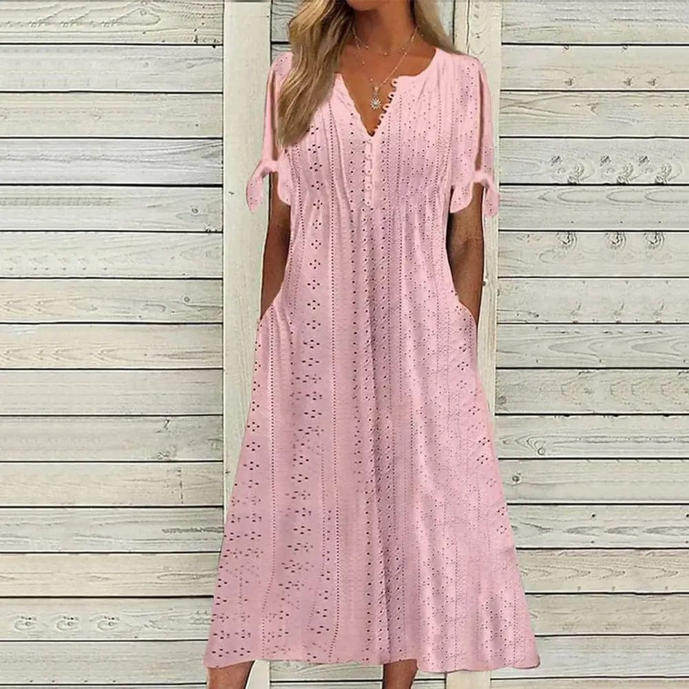 Relaxed Fit Ladies Summer Dress with Short Sleeves