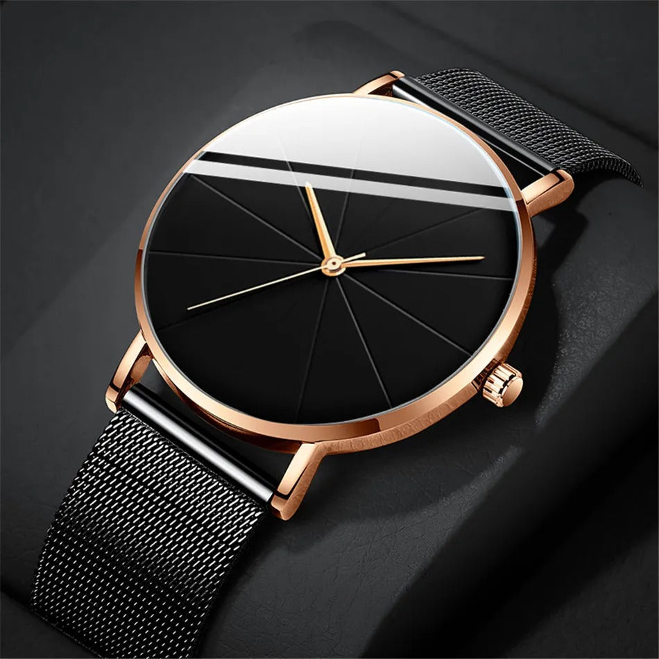Luxury Mens Watch with Brown Genuine Leather Band - OutfitLondon
