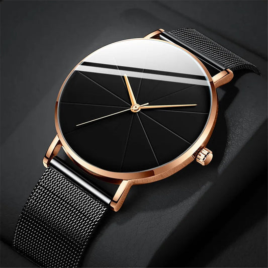 Luxury Mens Watch with Brown Genuine Leather Band - OutfitLondon