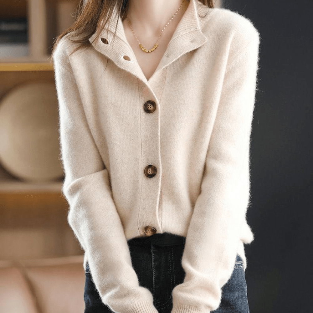Cozy Women's Cashmere Sweater - Warm & Classic Cardigan - OutfitLondon