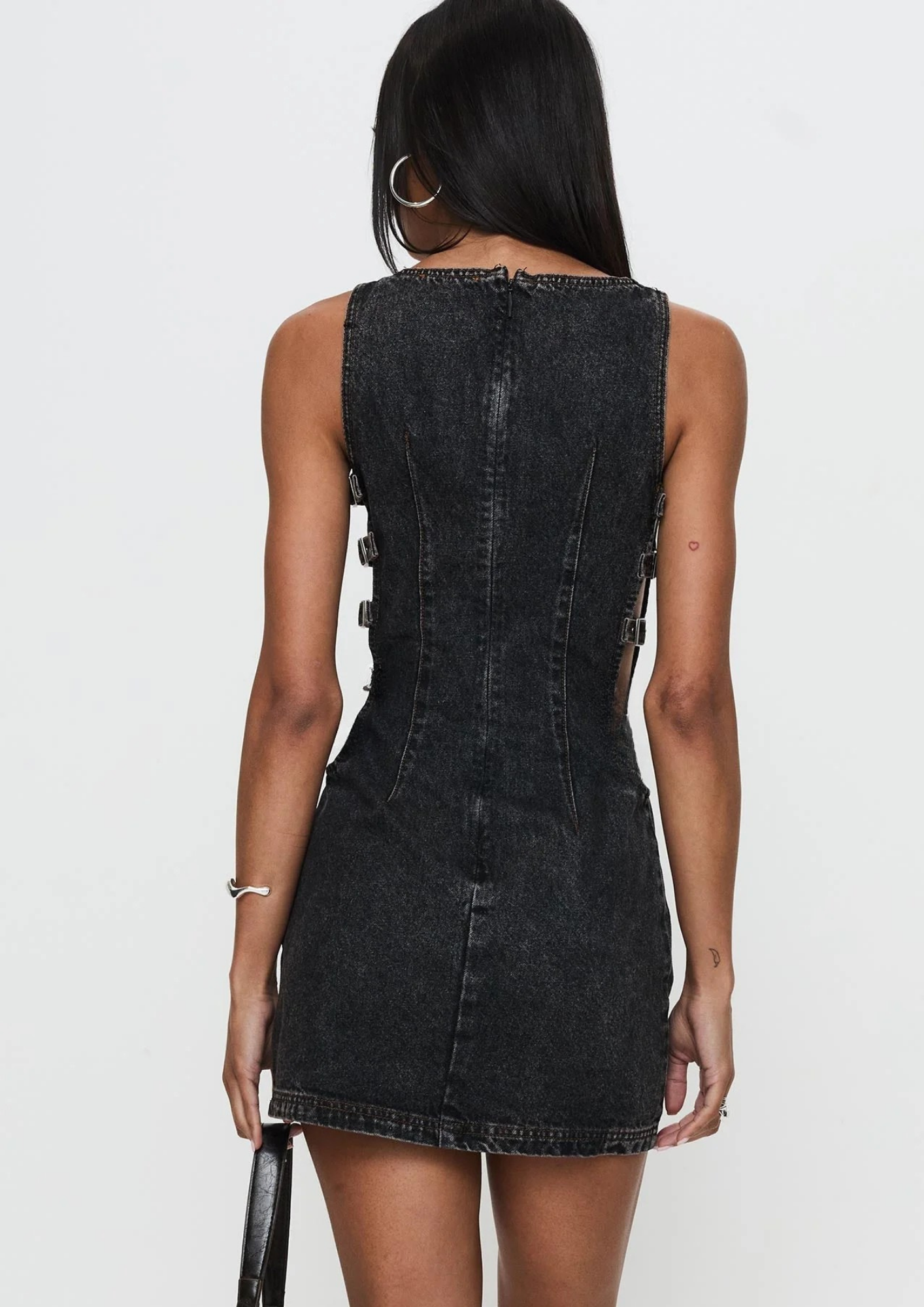 Maria | Bodycon Charcoal Denim Dress