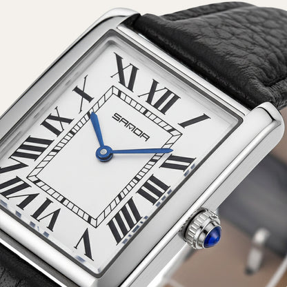 Elegant Men's Quartz Watch - Genuine Leather Band