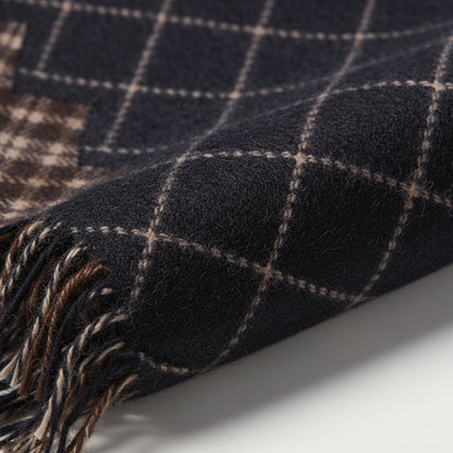 Luxury Black Men's Cashmere Wool Scarf