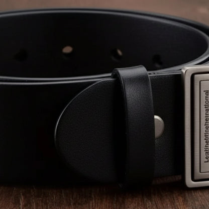 Genuine Leather Men's Traditional Metal Buckle Belt