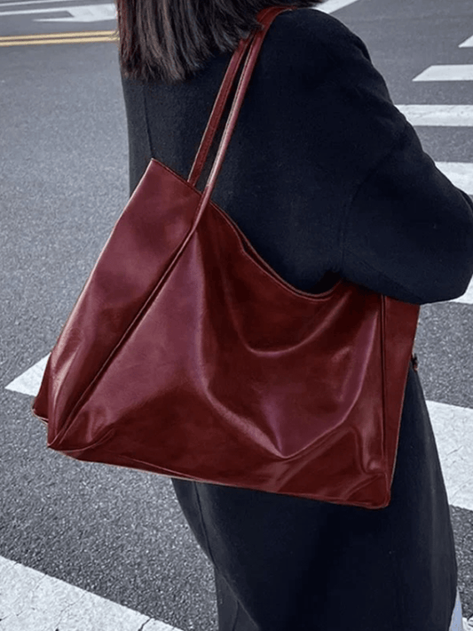 Big Women's Genuine Leather Tote Bag - OutfitLondon