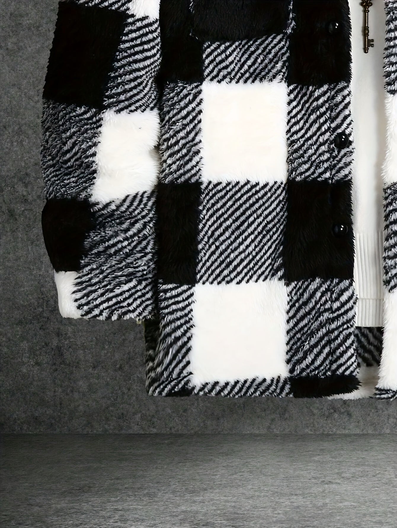 Classic Grey Plaid Mens Fleece Jacket
