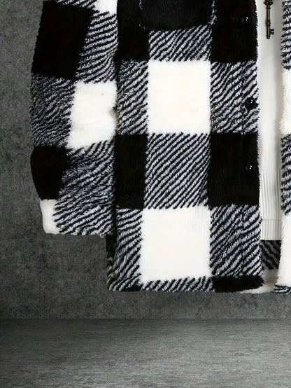 Classic Grey Plaid Mens Fleece Jacket