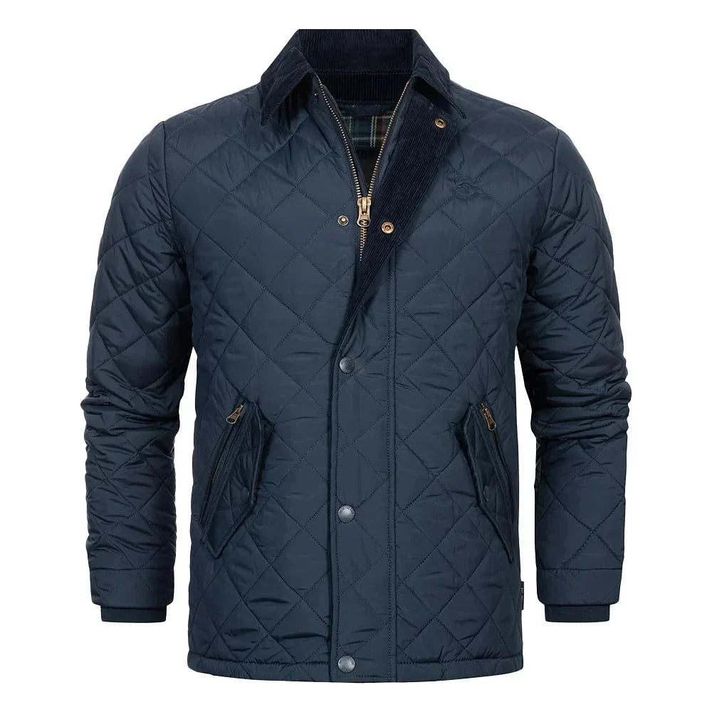 Mens Navy Quilted Puffer Jacket Viscose Lining - OutfitLondon