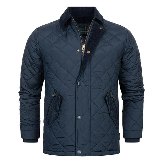 Mens Navy Quilted Puffer Jacket Viscose Lining - OutfitLondon