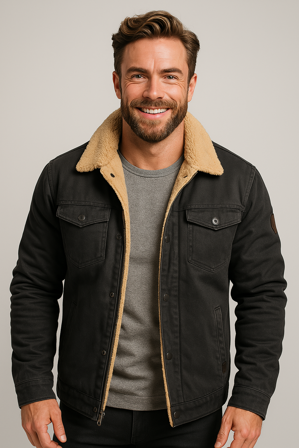 Men's Insulated Bomber Jacket with Fleece Collar