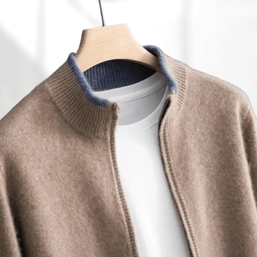 Luxury Men's Cashmere Zip Up Coat