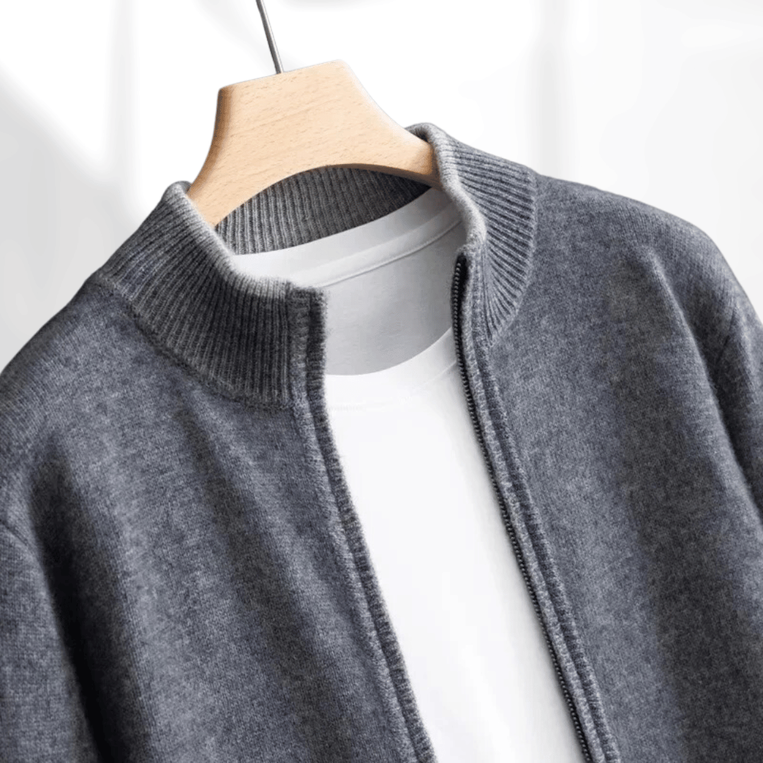 Luxury Men's Cashmere Zip Up Coat