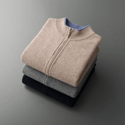 Luxury Men's Cashmere Zip Up Coat
