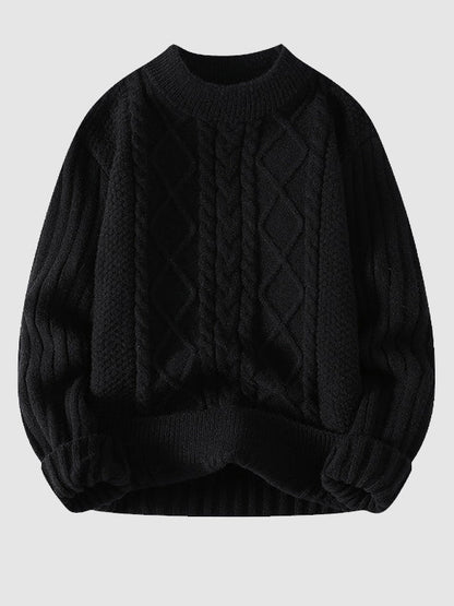 Classic Crew Neck Cable Knit Men's Sweater