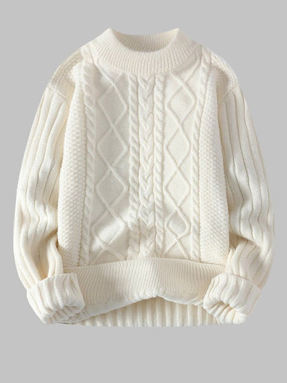 Classic Crew Neck Cable Knit Men's Sweater
