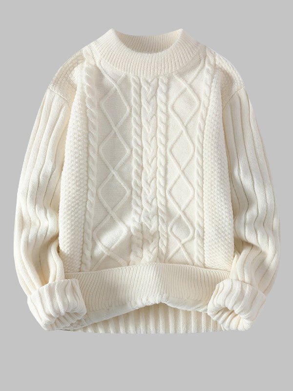 Warm Mens Chunky Knit Crew Sweater