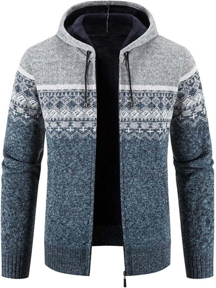 Cozy Mens Hoodie Fleece Jacket with Strings