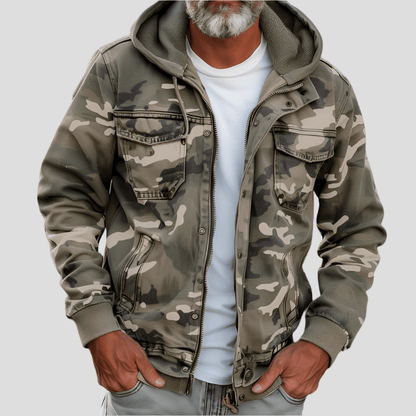 Men's Outdoor Camo Zip Up Hoodie Jacket