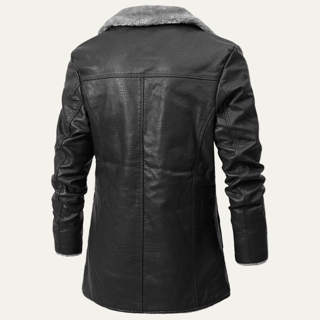 Men's Faux Leather Shearling Parka Coat