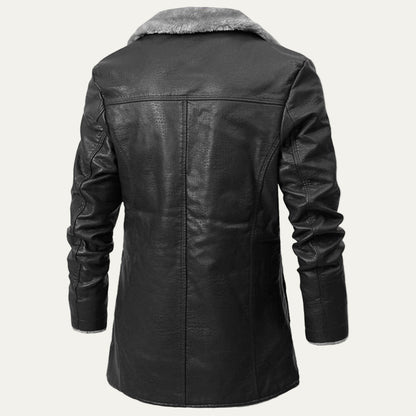 Men's Faux Leather Shearling Parka Coat