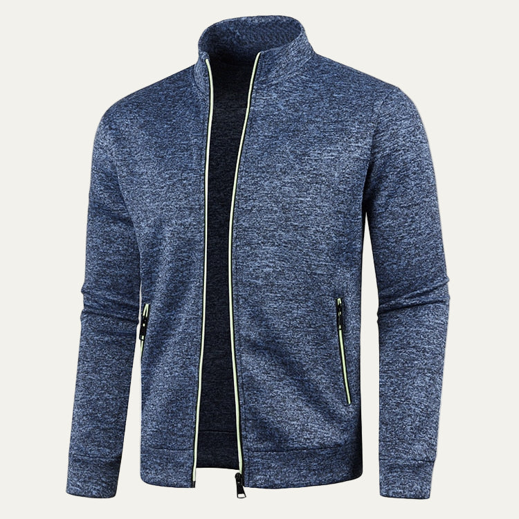 Men's Sporty Zipper Jacket with Bright Stripes