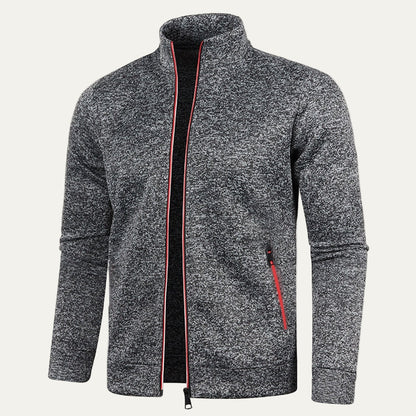 Men's Sporty Zipper Jacket with Bright Stripes