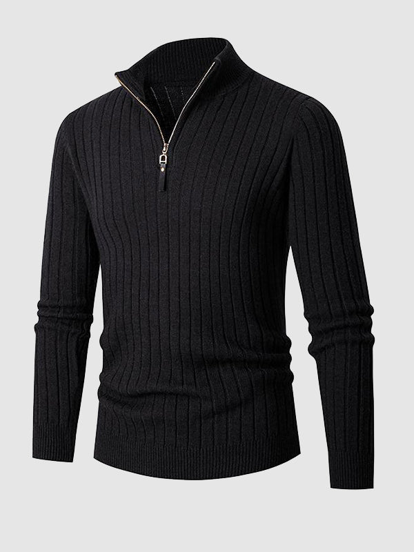 Men's Soft Zip Up Crew Neck Sweater