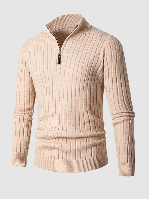 Men's Soft Zip Up Crew Neck Sweater