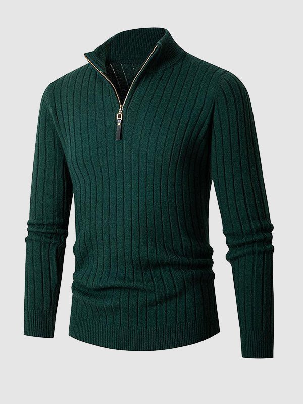 Men's Soft Zip Up Crew Neck Sweater