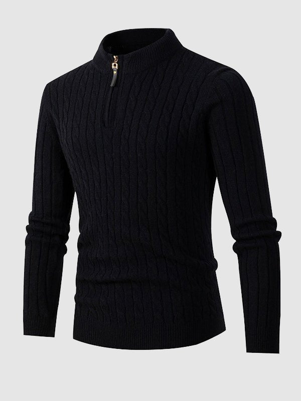 Warm Men's Zipper Neck Winter Sweater