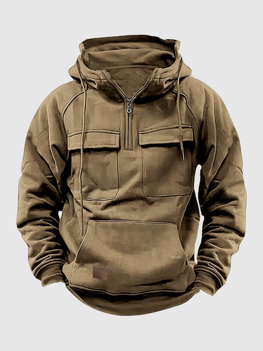 Men's Thick Fleece Quarter Zip Sweatshirt with Pockets