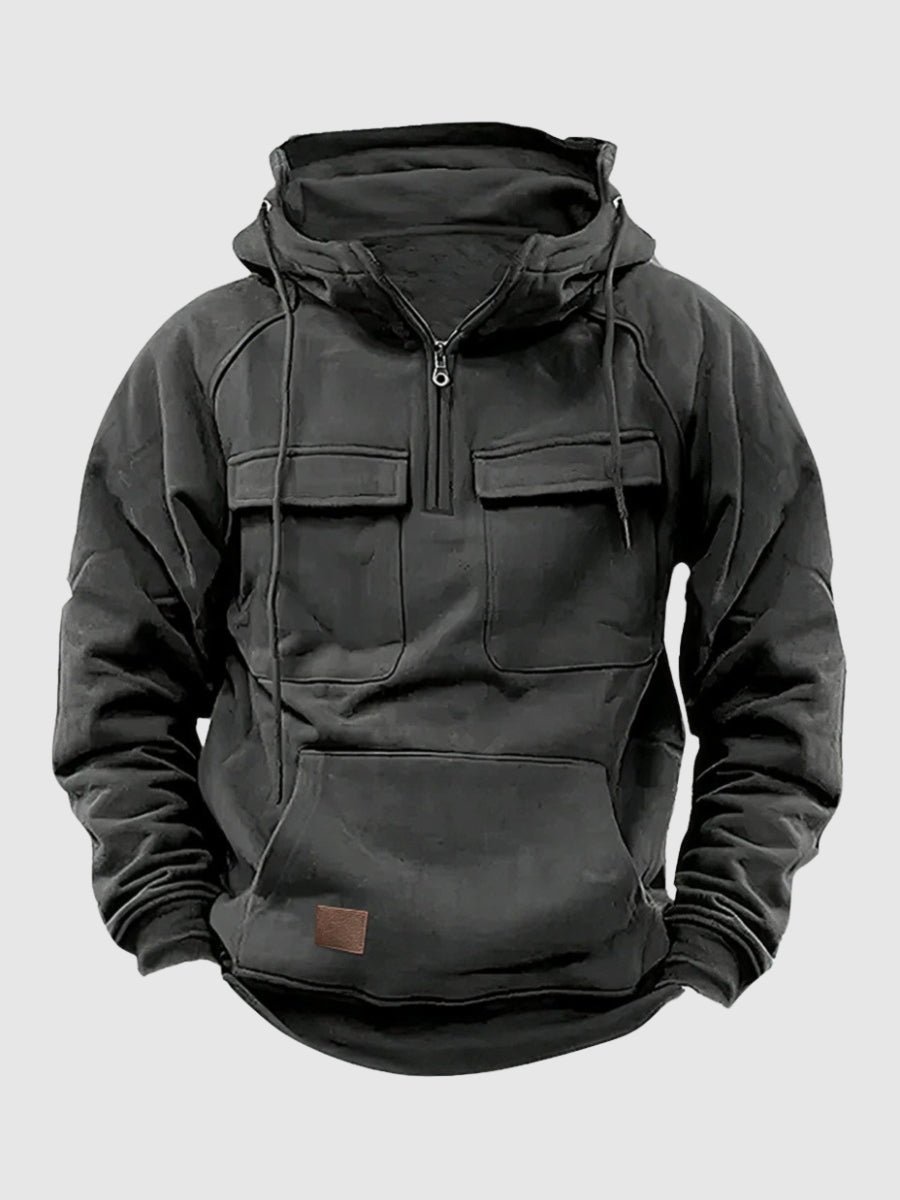 Men's Thick Fleece Quarter Zip Sweatshirt with Pockets