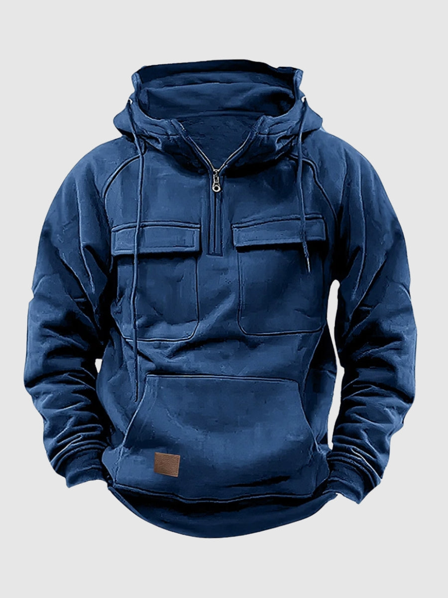 Men's Thick Fleece Quarter Zip Sweatshirt with Pockets